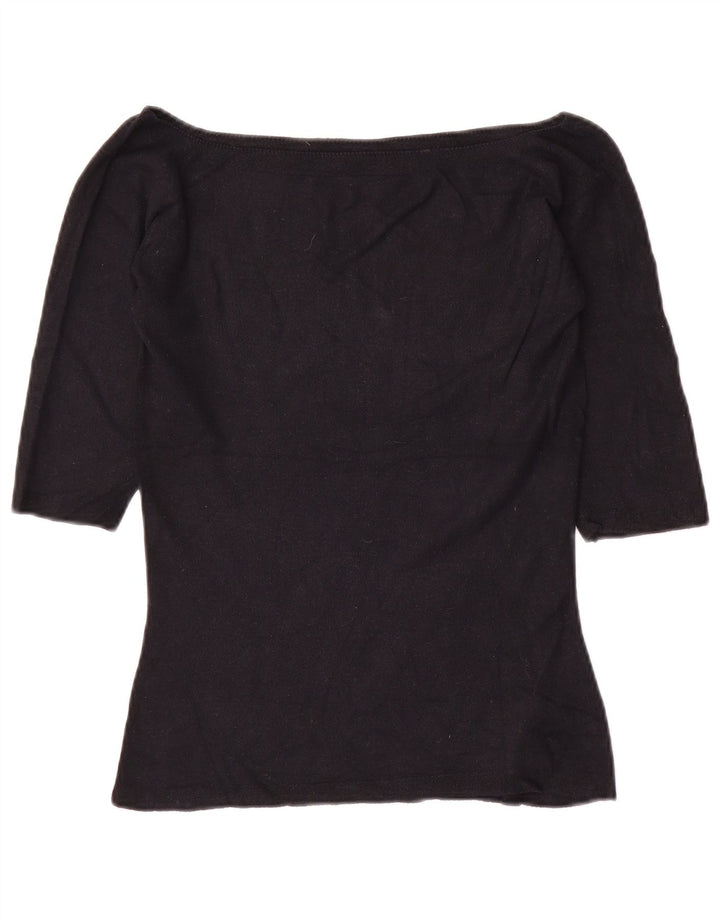 Marks & Spencer Blusa para Mujer Top UK 12 Medium Viscosa Negra
