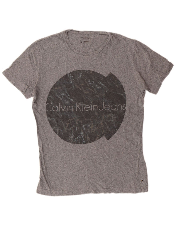 Calvin Klein Jeans - Camiseta gráfica para hombre, talla pequeña, algodón gris