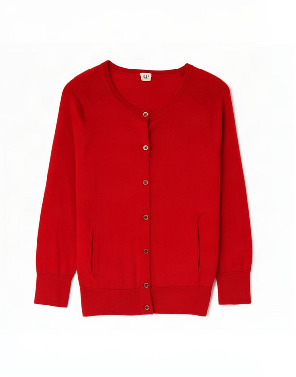 Gap Suéter tipo cárdigan de manga 3/4 para mujer UK 10 Small Red