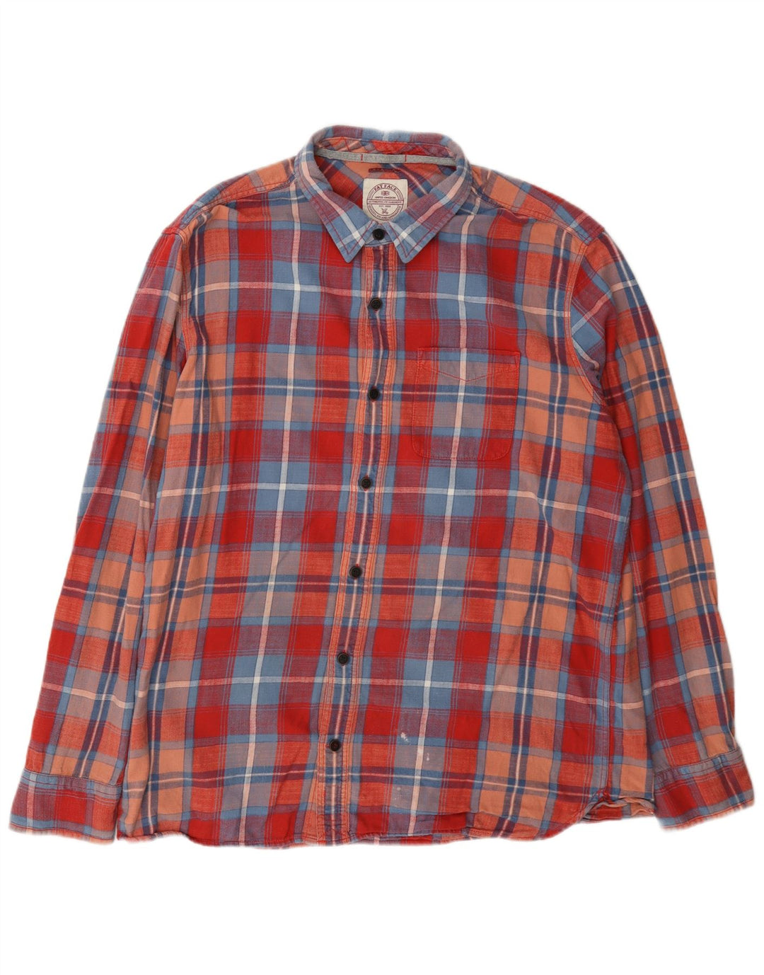 Camisa de franela para hombre Fat Face XL de algodón a cuadros rojos