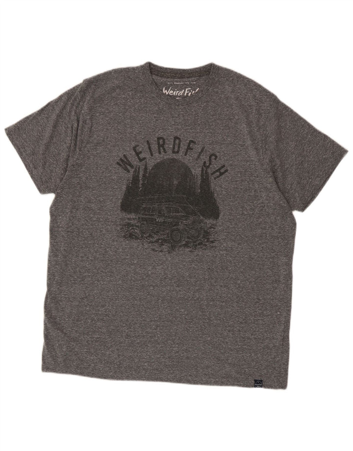Weird Fish Camiseta gráfica para hombre Top XL Poliéster moteado gris
