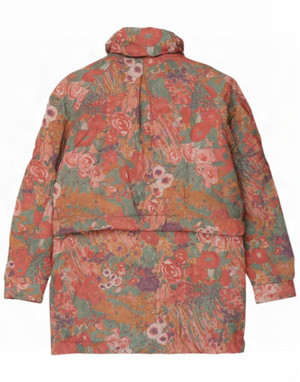 Vintage Womens Padded Coat EU 38 Medium Pink Floral