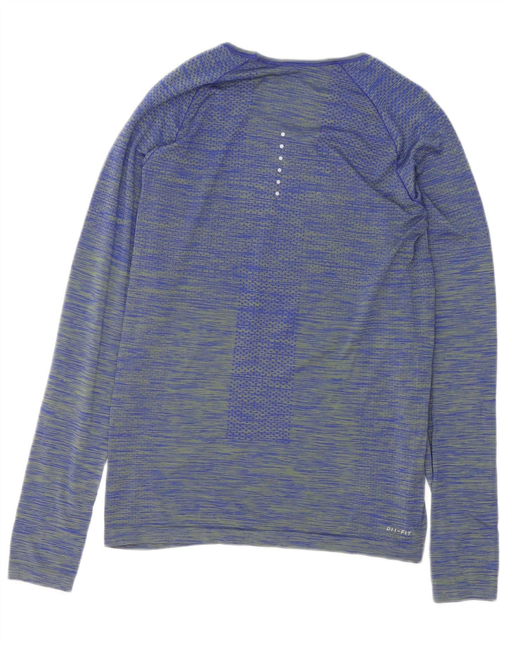 Nike Dri Fit Top manga larga para mujer UK 42 azul medio rayas