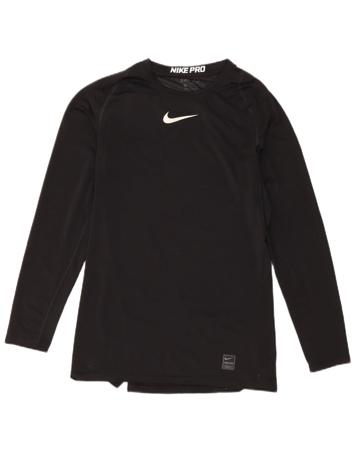 Nike Mujer Dri Fit Top Manga Larga UK 44 Grande Poliéster Negro