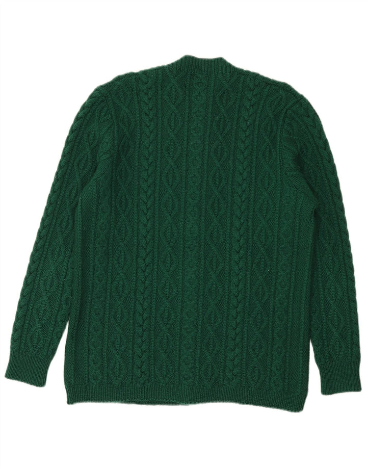 Vintage hombres Cardigan suéter medio verde