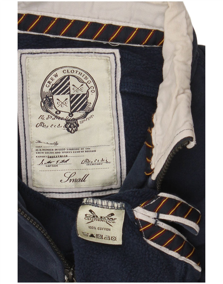 Crew Clothing - Sudadera con cuello y cremallera para hombre, talla pequeña, algodón azul marino