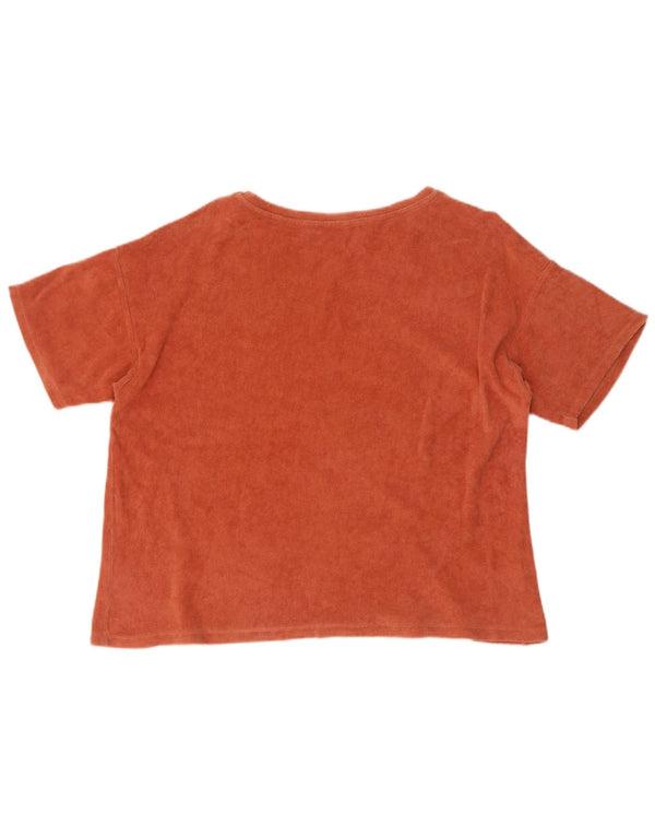 Zara Mujer Terciopelo Camiseta Top UK 44 Medio Naranja