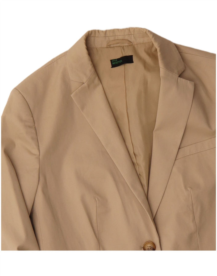 BENETTON Chaqueta tipo blazer de 2 botones para mujer IT 42 Algodón beige medio