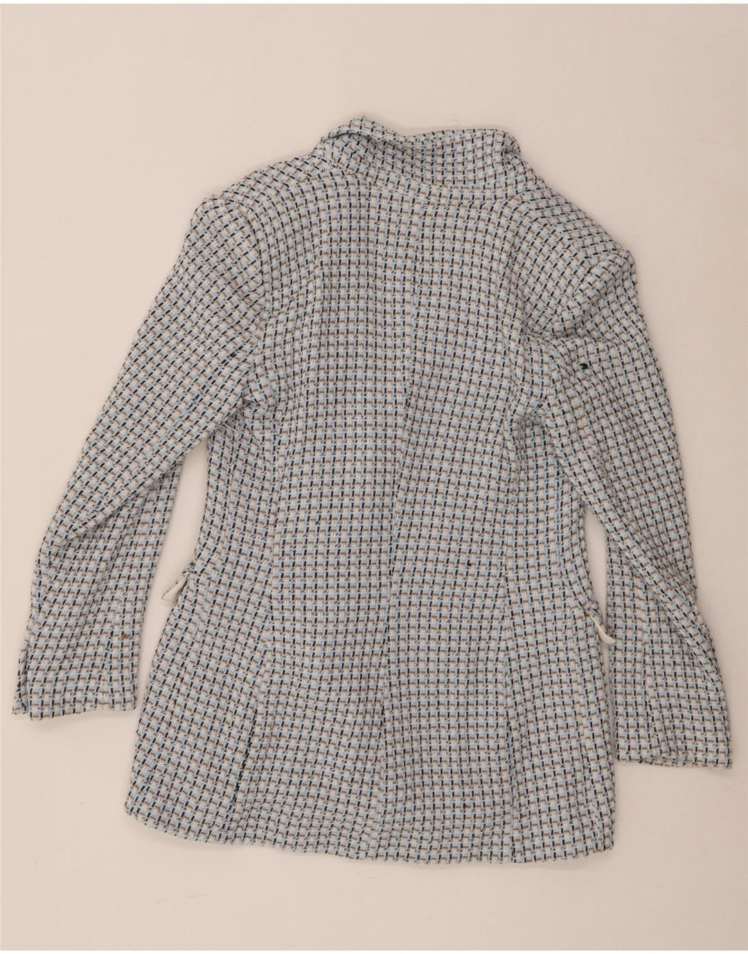 Zara Chaqueta Blazer De Doble Botonadura para Mujer Reino Unido 44 Grande Algodón De Cuadros Azul Azul
