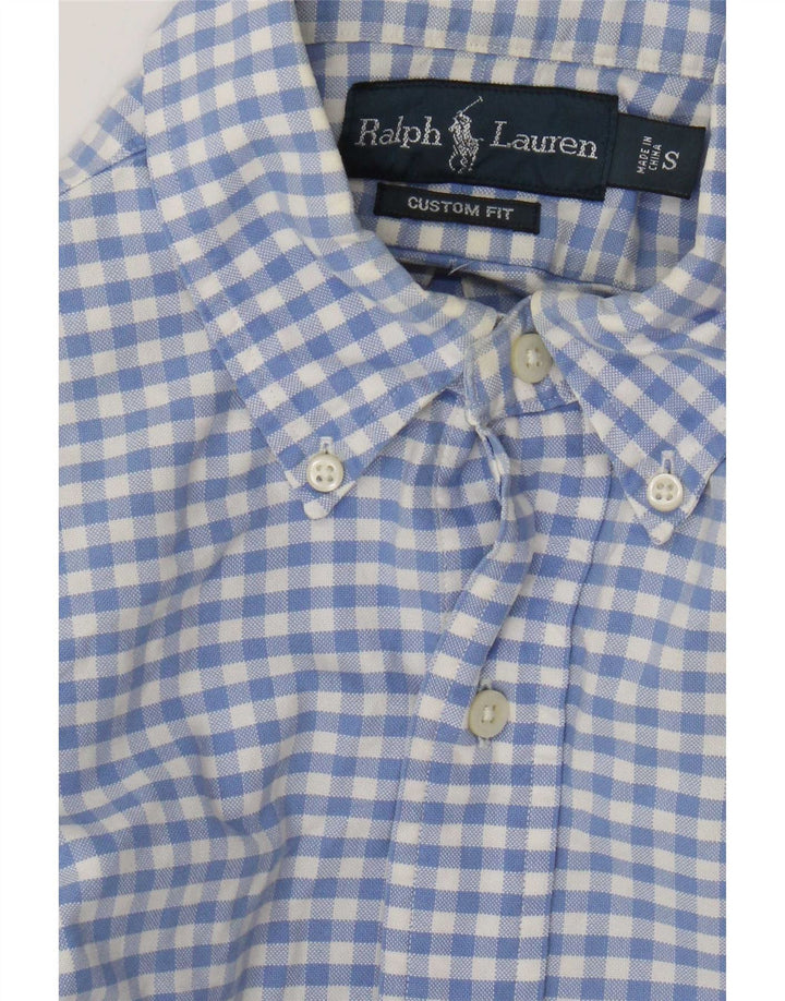 Ralph Lauren - Camisa de ajuste personalizado para hombre, algodón a cuadros, color azul pequeño