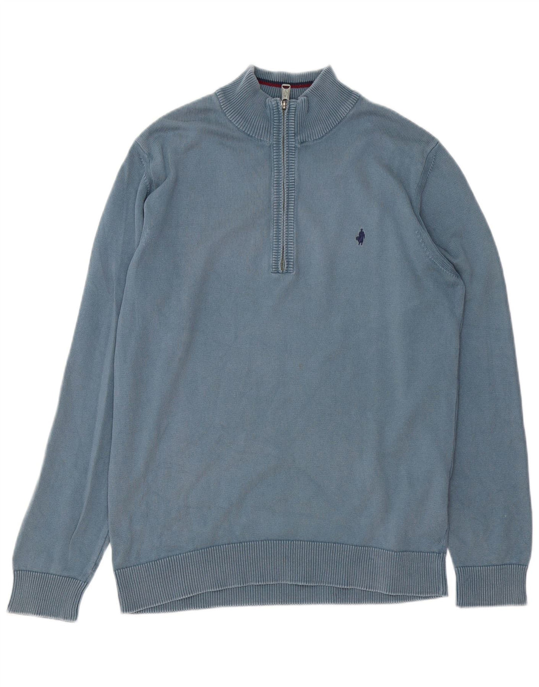 MARLBORO CLASSICS Suéter tipo jersey con cuello y cremallera para hombre Algodón azul grande