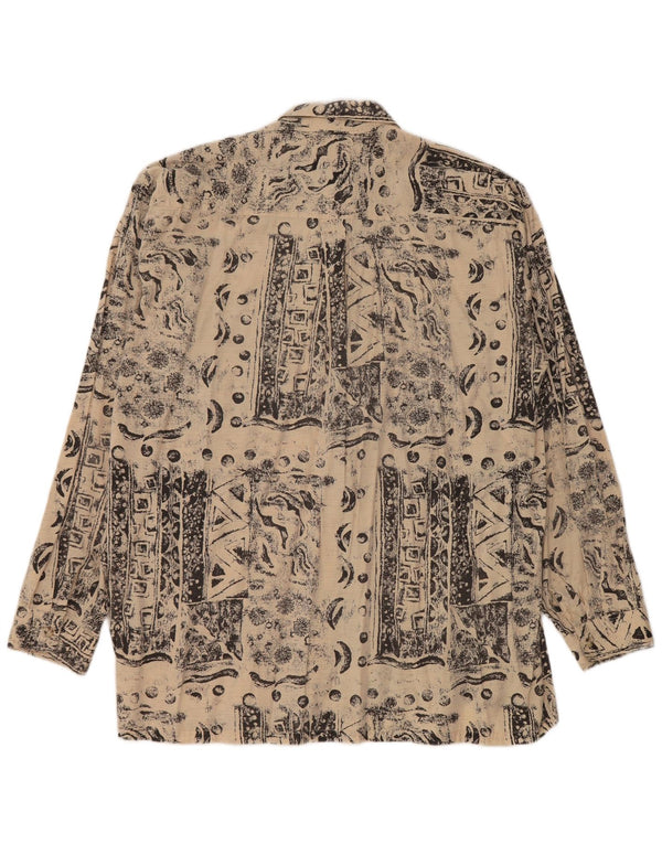 Camisa vintage para hombre talla 41/42 16 1/2 viscosa geométrica beige grande