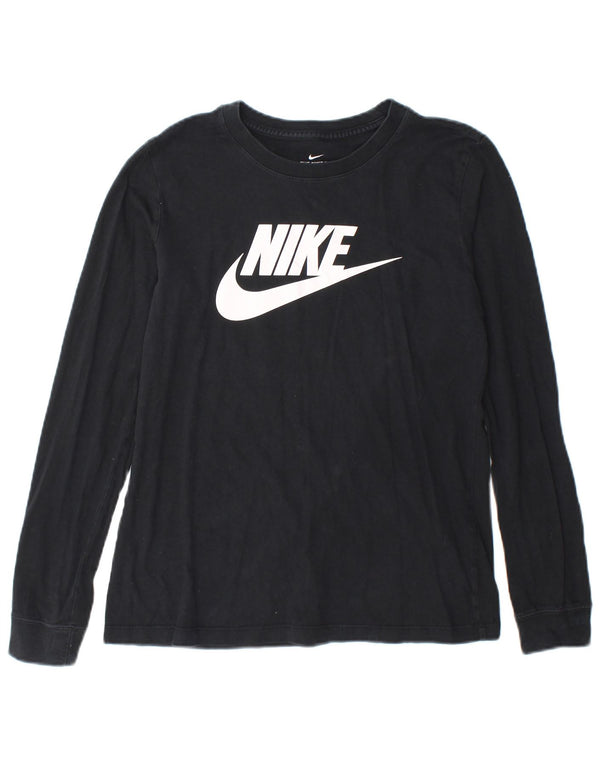 Nike Camiseta gráfica de manga larga para mujer UK 10 Small Black Cotton