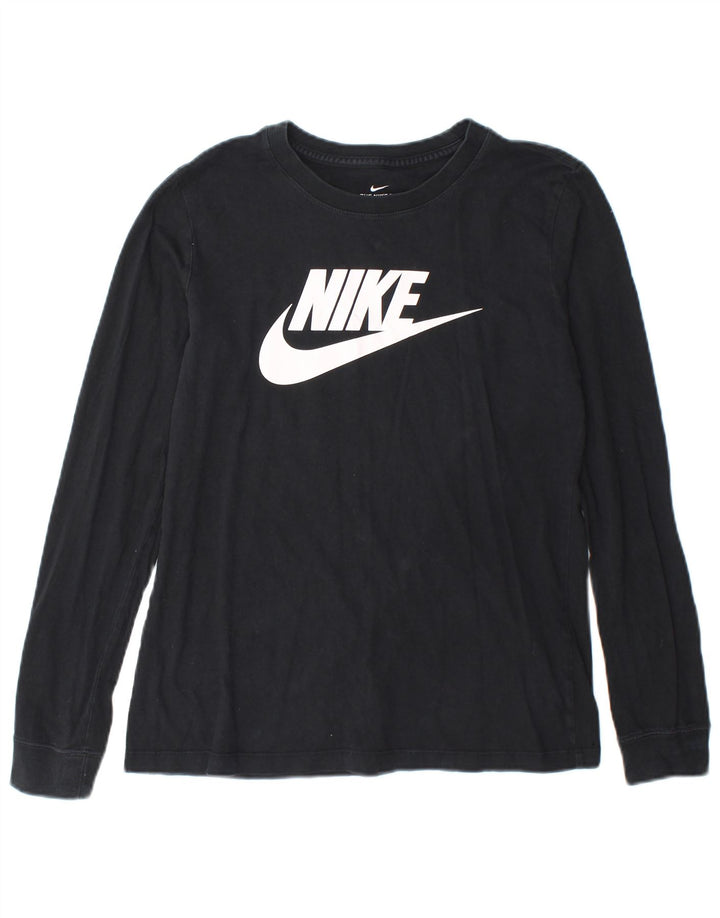 Nike Camiseta gráfica de manga larga para mujer UK 10 Small Black Cotton