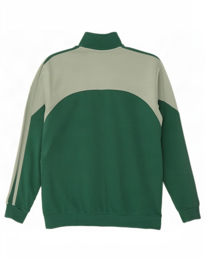 Adidas Hombre Chándal Top Chaqueta De Algodón Color Block Verde Medio
