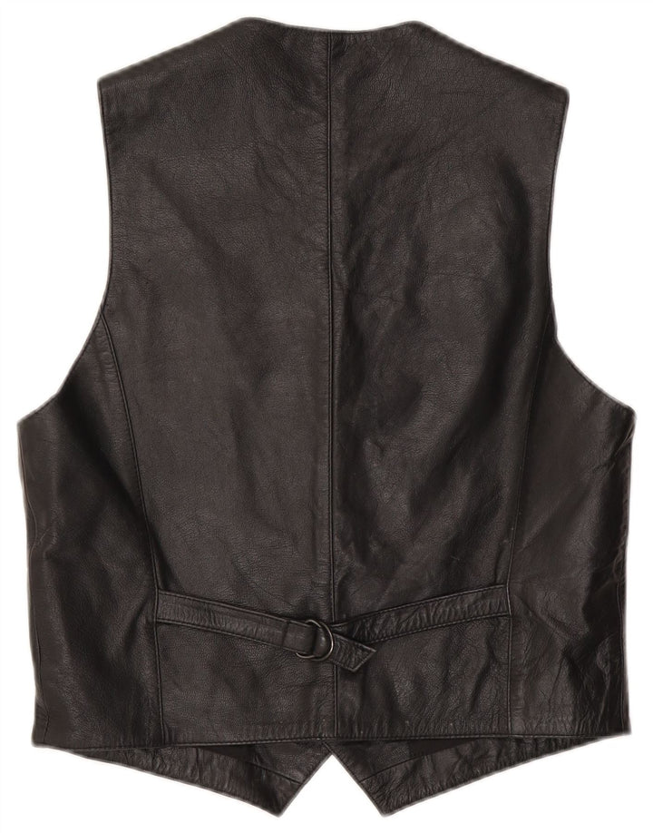 Chaleco de cuero vintage para hombre IT 50 Medio Negro