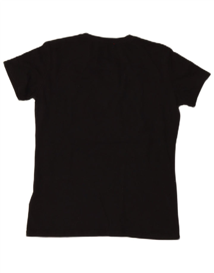 GUESS Camiseta gráfica para mujer Top UK 12 Medium Black Cotton