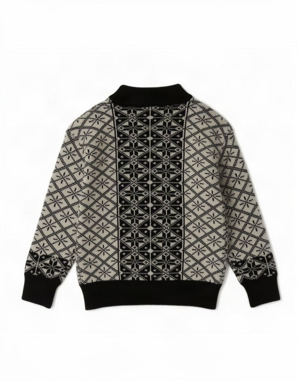 Vintage Boys Turtle Neck Jumper Suéter 7-8 Años Negro Geométrico Spandex