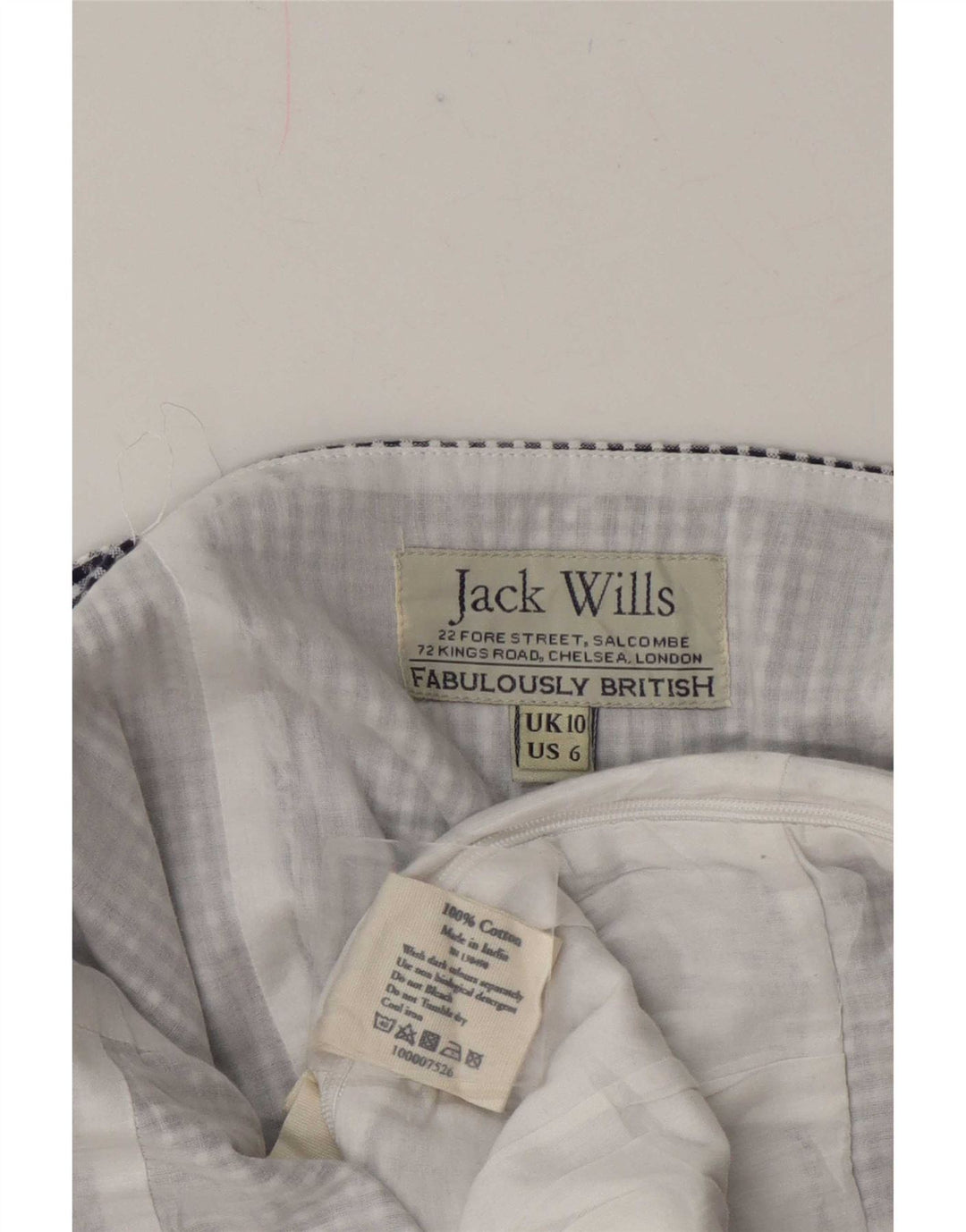 Jack Wills Mono corto regular sin mangas para mujer UK 10 Small Blue Check Cotton