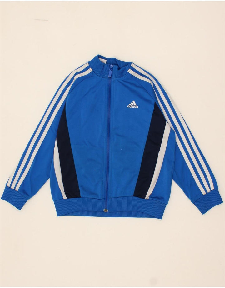 ADIDAS Boys Tracksuit Top Jacket 7-8 Years Blue Colourblock Polyester Vintage Adidas and Second-Hand Adidas from Messina Hembry 