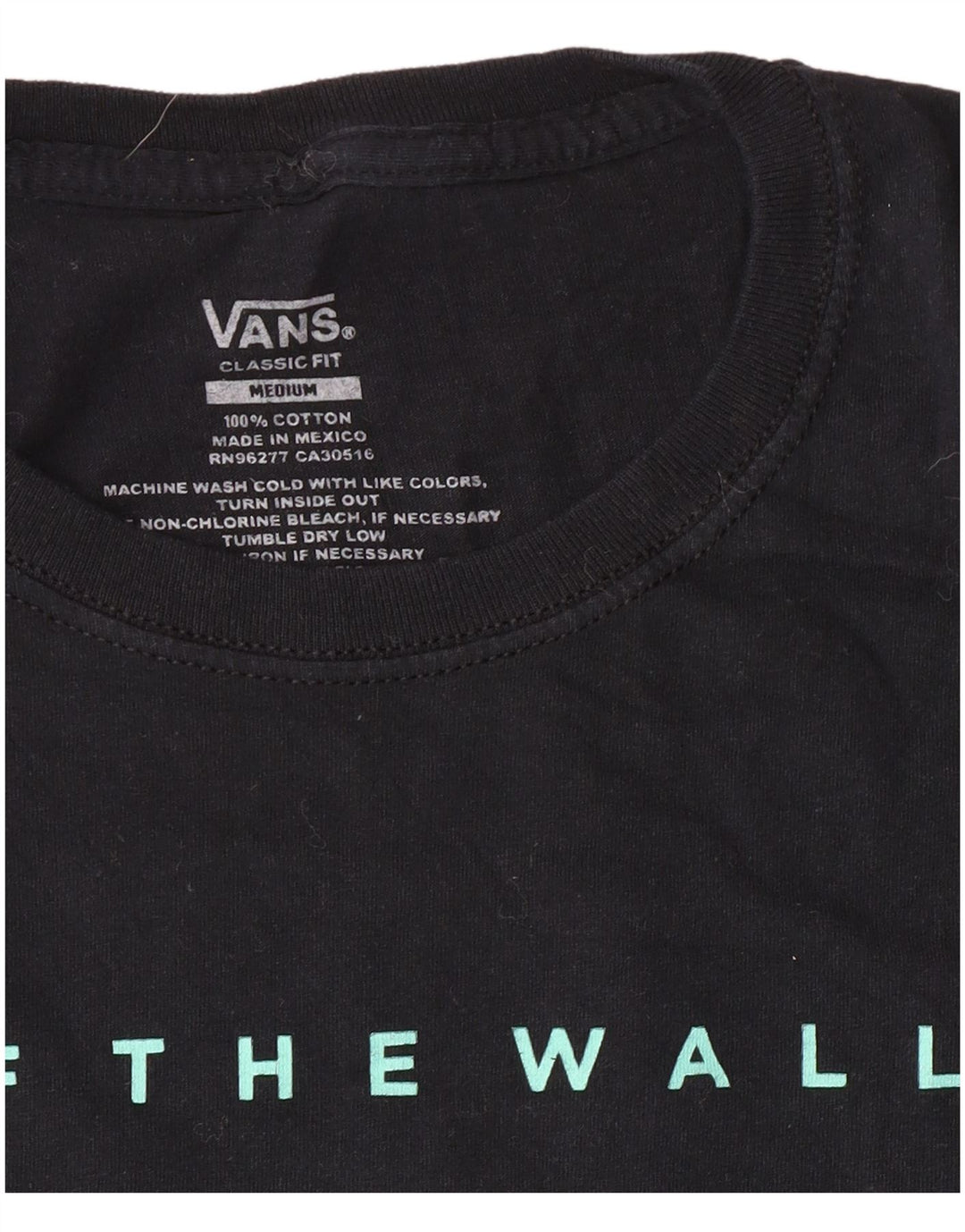 Vans Camiseta con gráfico de corte clásico para hombre Top mediano de algodón negro clásico