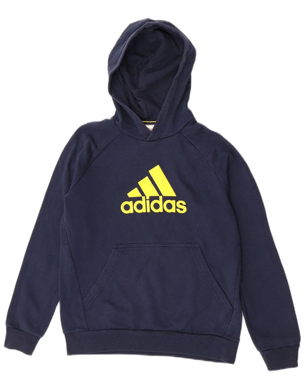 Adidas - Sudadera con capucha para niños, 13-14 años, algodón, azul marino
