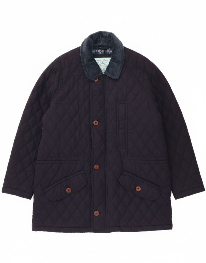 Vintage hombres chaqueta acolchada Reino Unido 42 XL poliéster azul marino