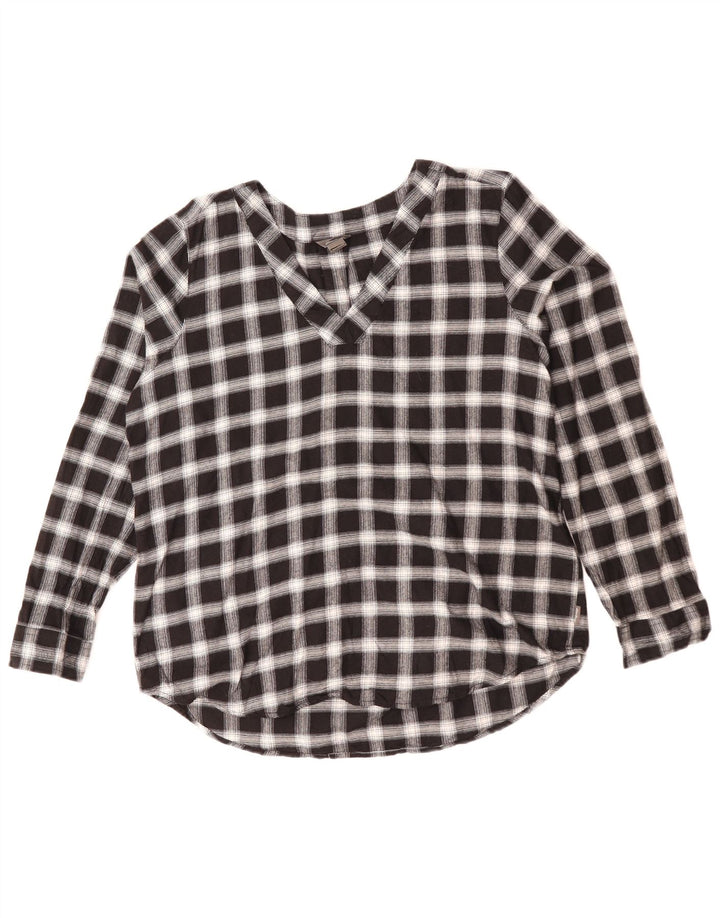 Eddie Bauer Camisa tipo pulóver holgada para mujer Reino Unido 44 Algodón a cuadros negro mediano
