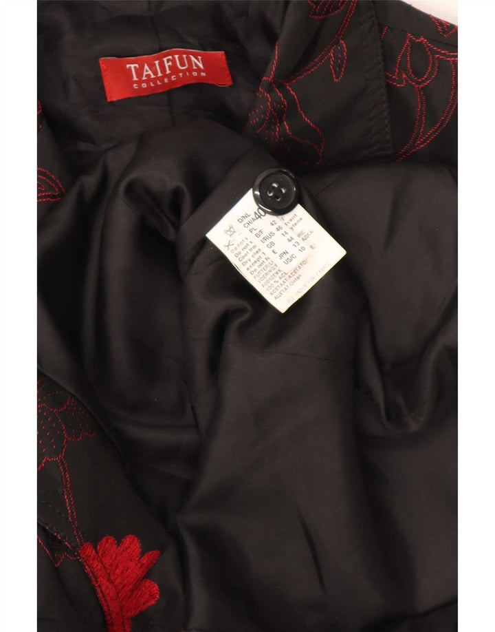 Chaqueta tipo blazer de 3 botones para mujer Taifun UK 44 Grande Negro Floral