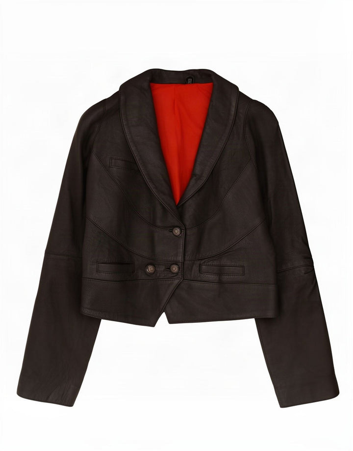 Chaqueta de cuero vintage para mujer EU 40 Medio Negro