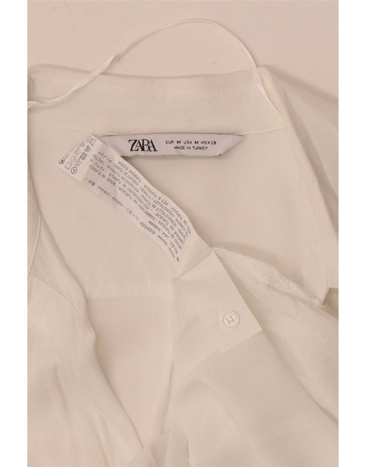 Zara Mujer Blusa Camisa UK 42 Medium Viscosa Blanca