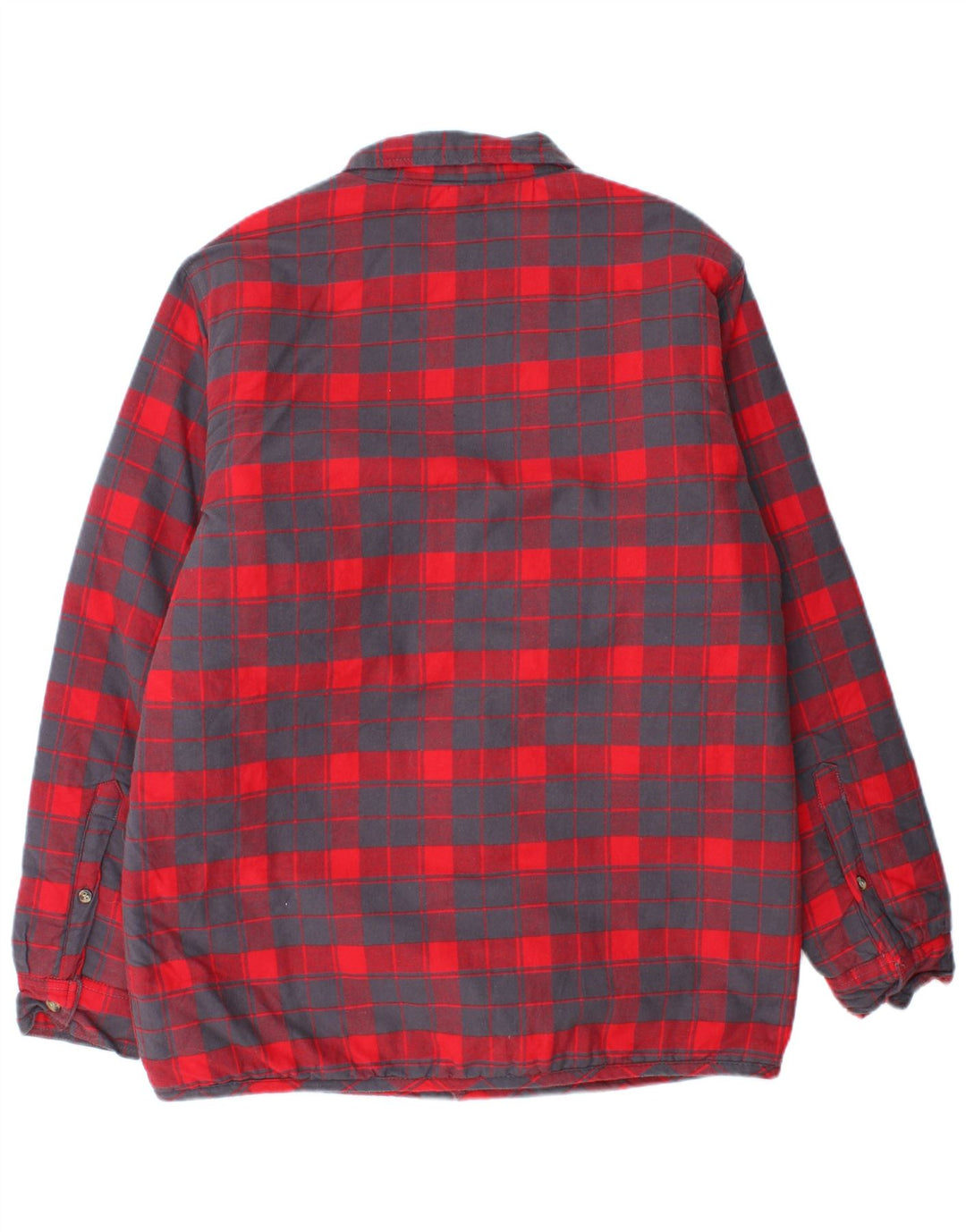Vintage hombres leñador franela camisa IT 48/50 medio rojo cheque algodón