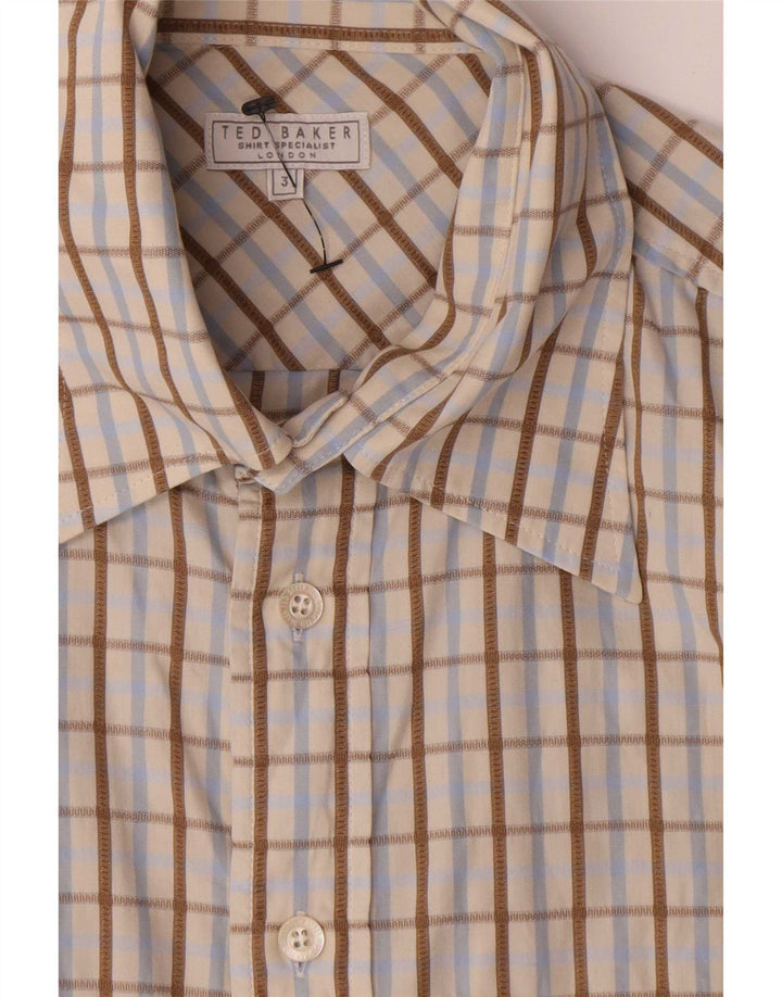 Ted Baker Camisa para hombre talla 3 Algodón a cuadros beige mediano