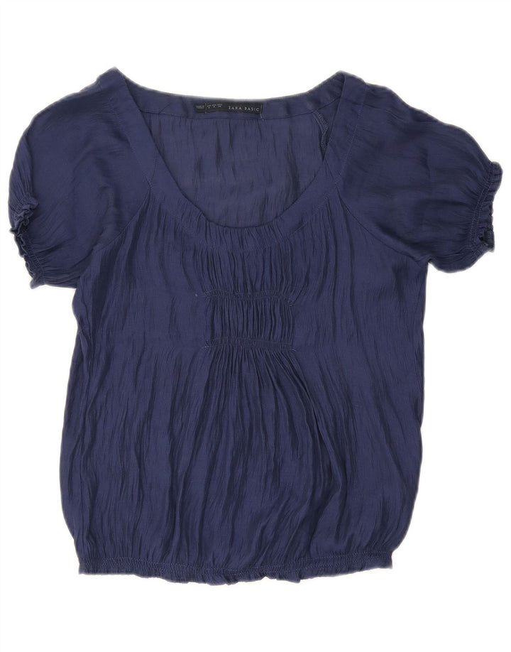 Blusa de Mujer Zara UK 12 Mediana Azul Marino