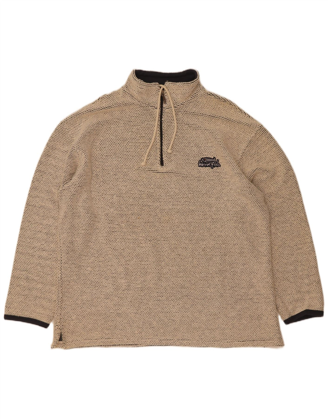 Weird Fish Hombre Sudadera con Cremallera y Cuello Jersey Jersey XL Algodón Beige