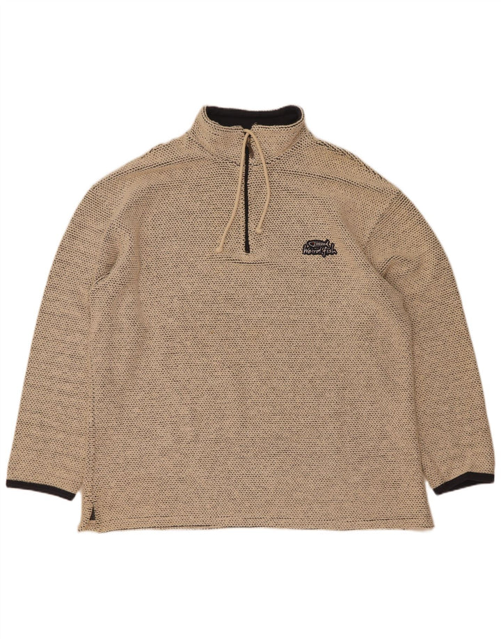 Weird Fish Hombre Sudadera con Cremallera y Cuello Jersey Jersey XL Algodón Beige