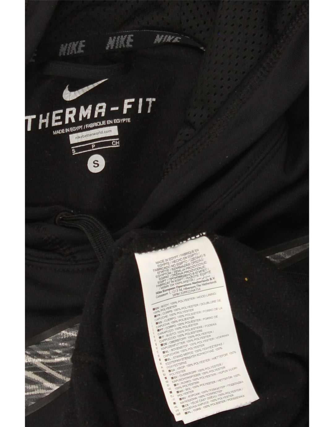 NIKE Sudadera con capucha Therma-Fit Graphic para hombre, talla pequeña, poliéster negro