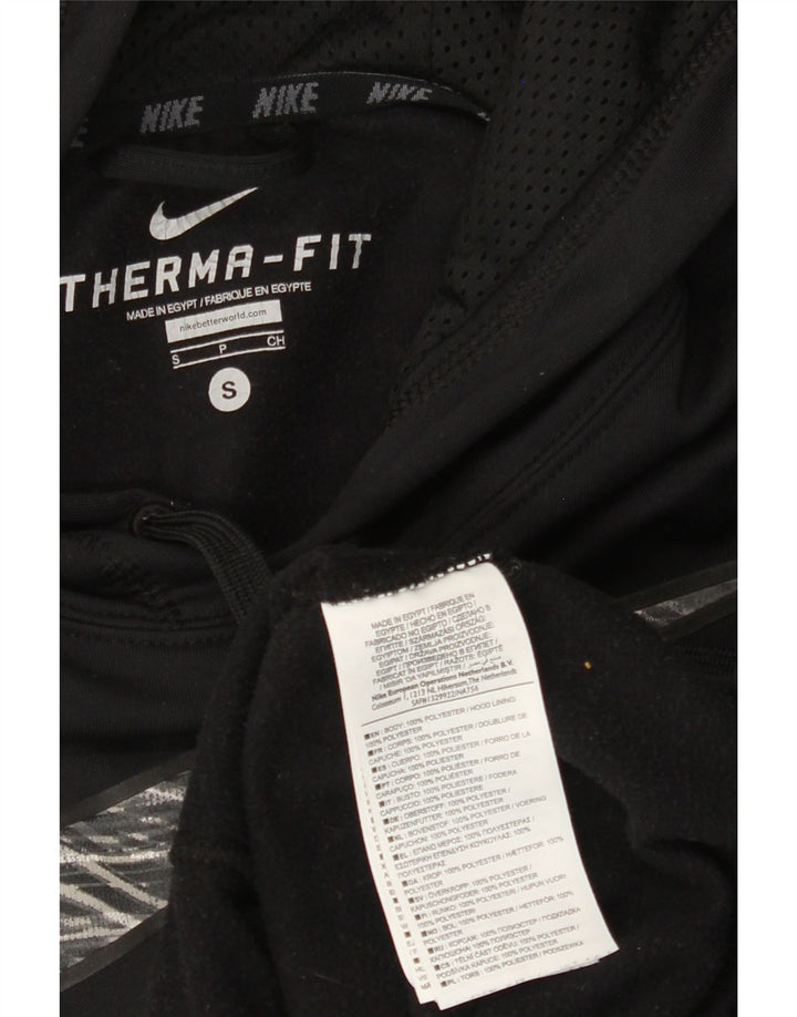 NIKE Sudadera con capucha Therma-Fit Graphic para hombre, talla pequeña, poliéster negro