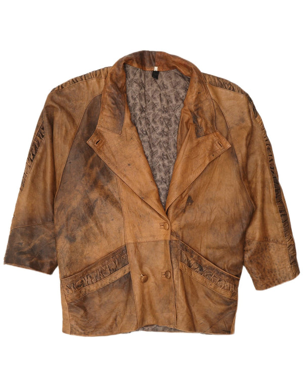 Vintage mujer doble pecho suelto ajuste abrigo Reino Unido 16 grande beige