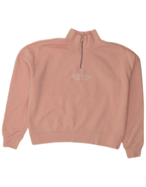 Jack Wills Sudadera con gráfico extragrande para mujer, talla 10, color rosa
