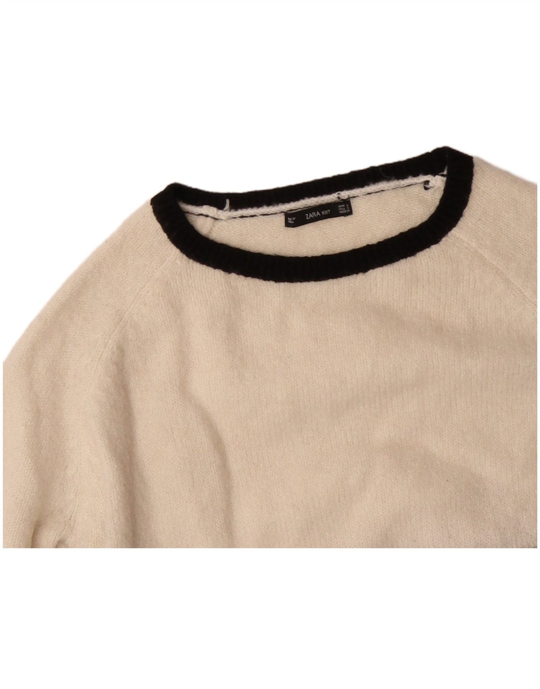 ZARA Jersey con cuello barco para mujer, talla S, Acrílico negro, color block