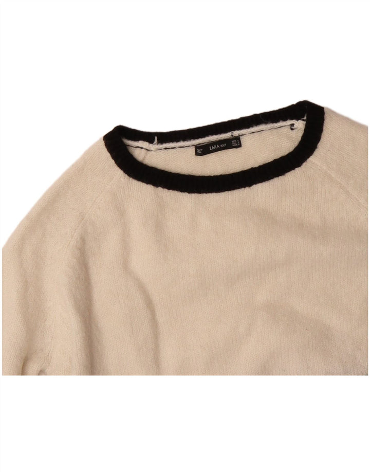 ZARA Jersey con cuello barco para mujer, talla S, Acrílico negro, color block