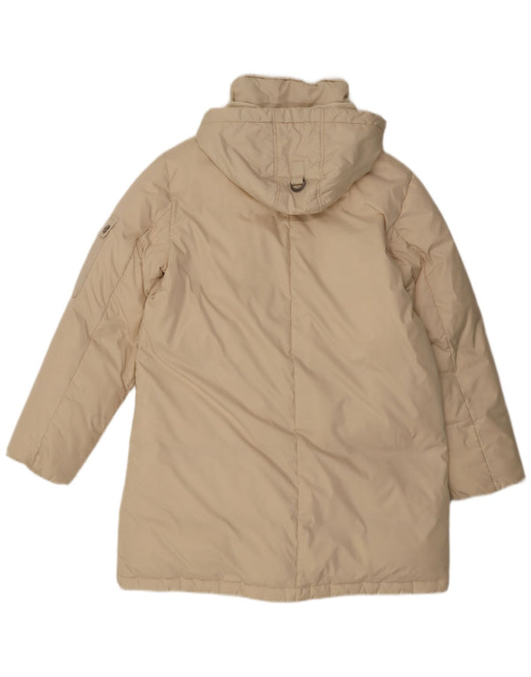 Dkny Abrigo acolchado con capucha para mujer UK 44 Poliéster beige grande