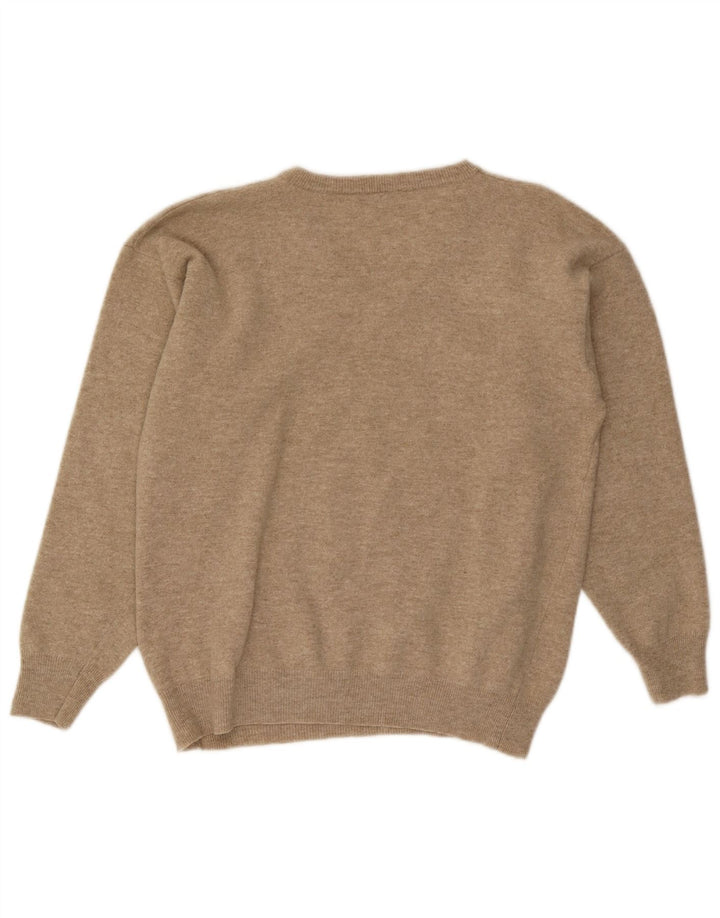 Pierre Cardin Jersey con cuello en V para hombre IT 52 Large Beige Argyle/Diamond