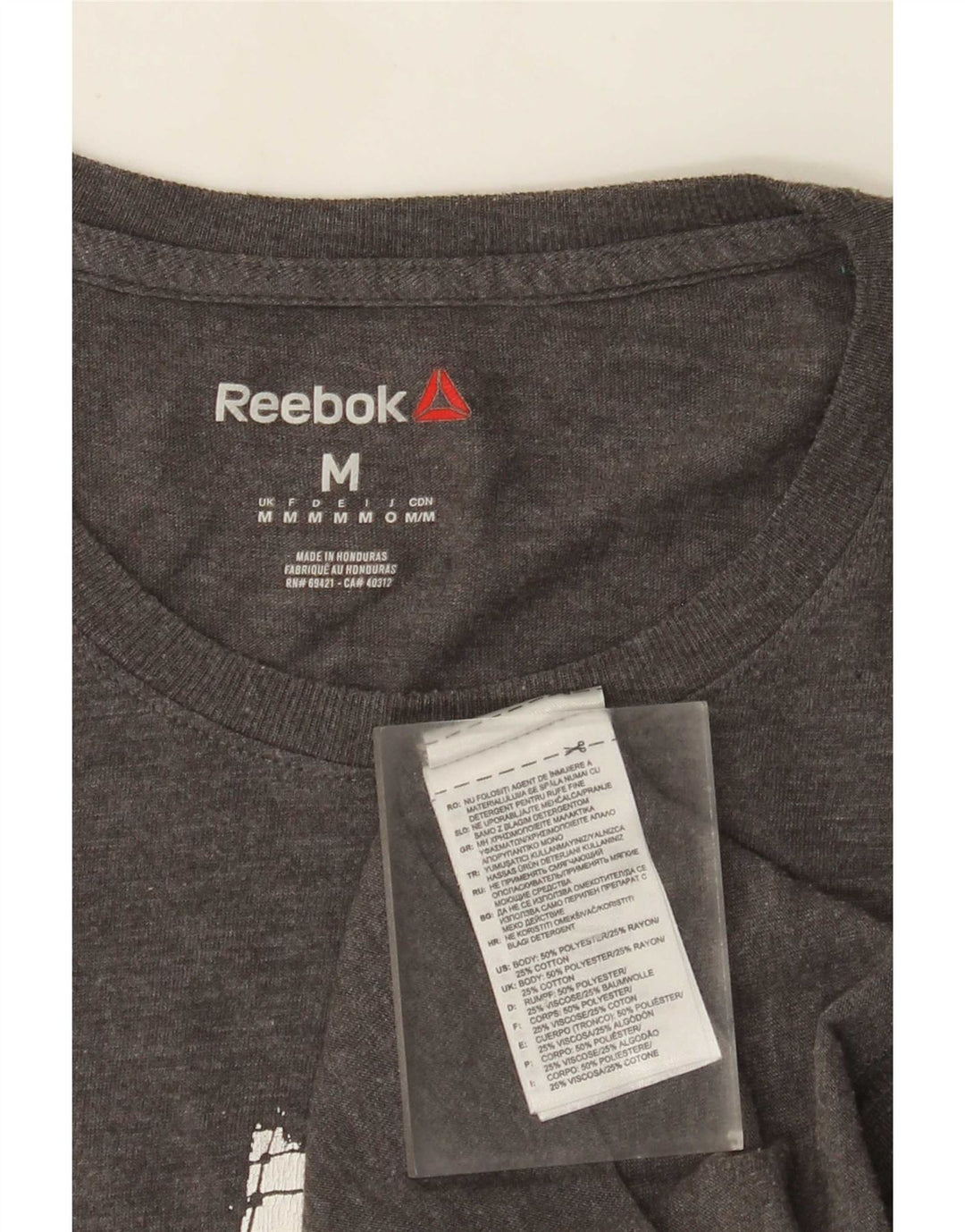 Camiseta Reebok Hombre Graphic Top Poliéster Gris Medio