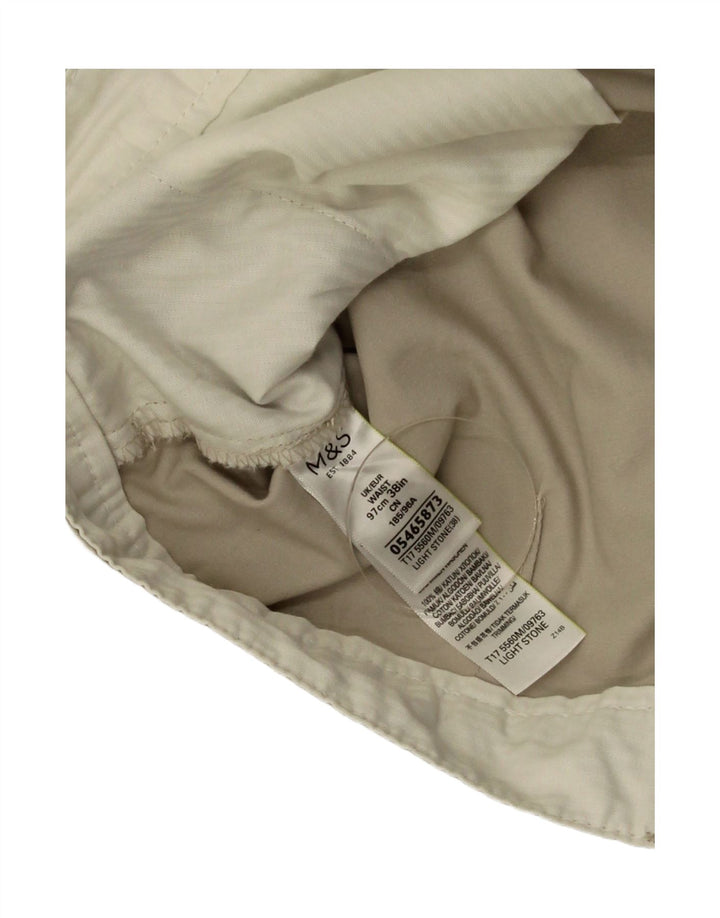 Marks & Spencer Pantalones cortos chinos para hombre W38 XL Algodón beige