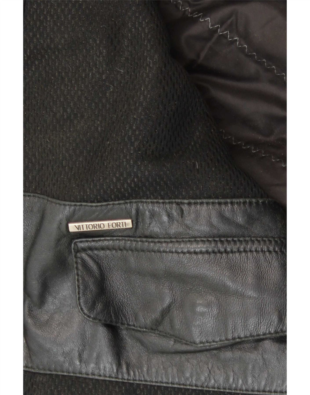 Vittorio Forti Chaqueta Bomber de Cuero para Hombre IT 50 Grande Negro