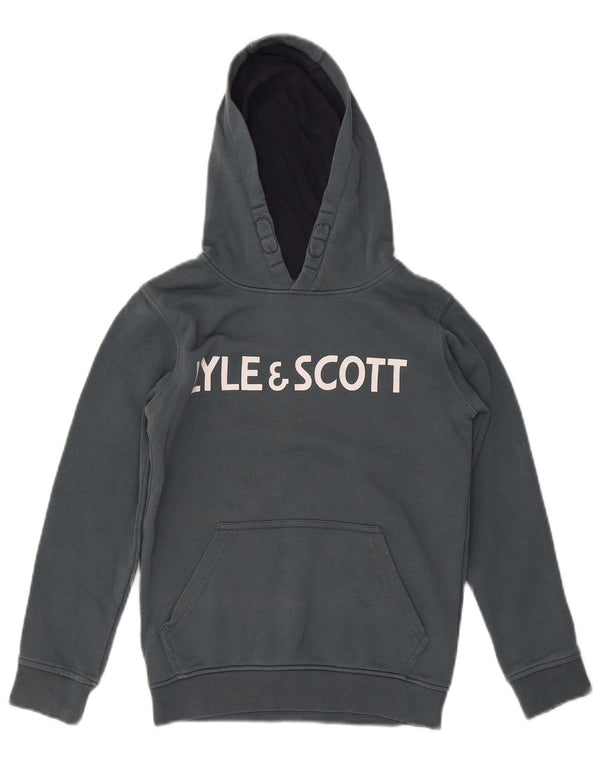 Lyle & Scott Jersey con capucha gráfica para niños 8-9 años Algodón gris