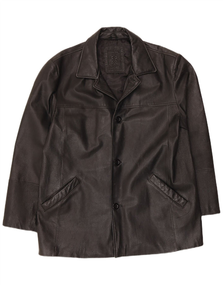 Vintage chaqueta de cuero para hombre Reino Unido 40 cuero negro grande