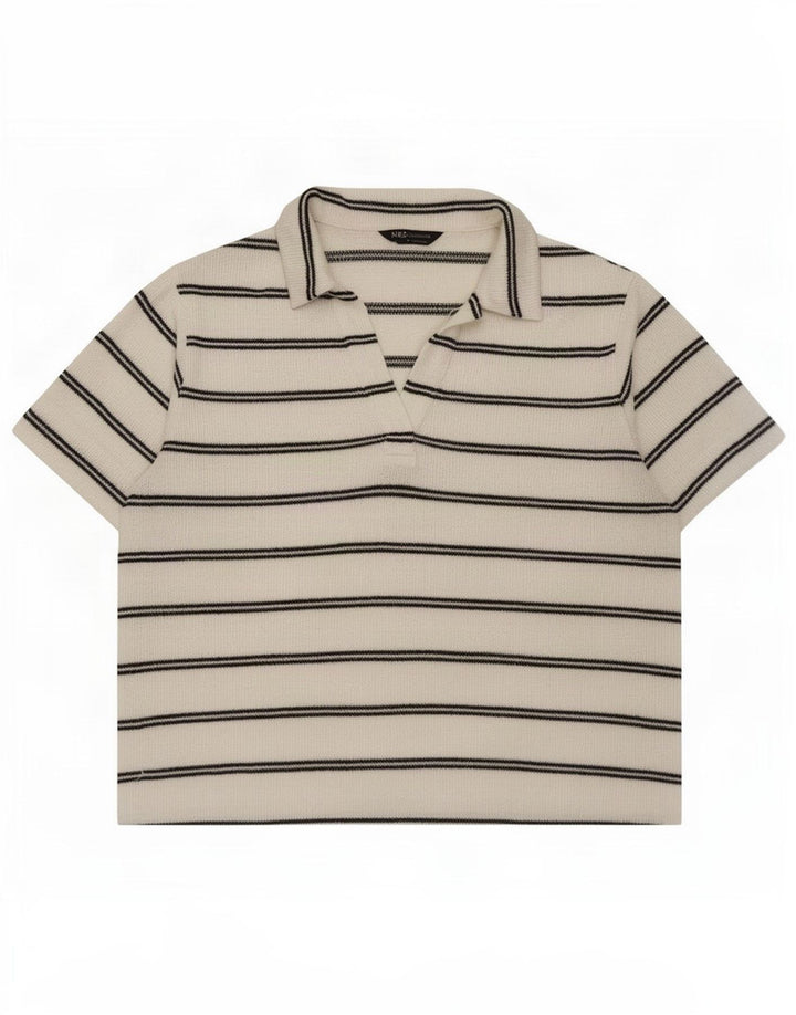 Marks & Spencer Polo para mujer UK 44 Grande Poliéster a rayas blancas